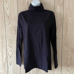 Ann Taylor Turtle Neck Long Sleeve Top, Navy Blue, Women’s M